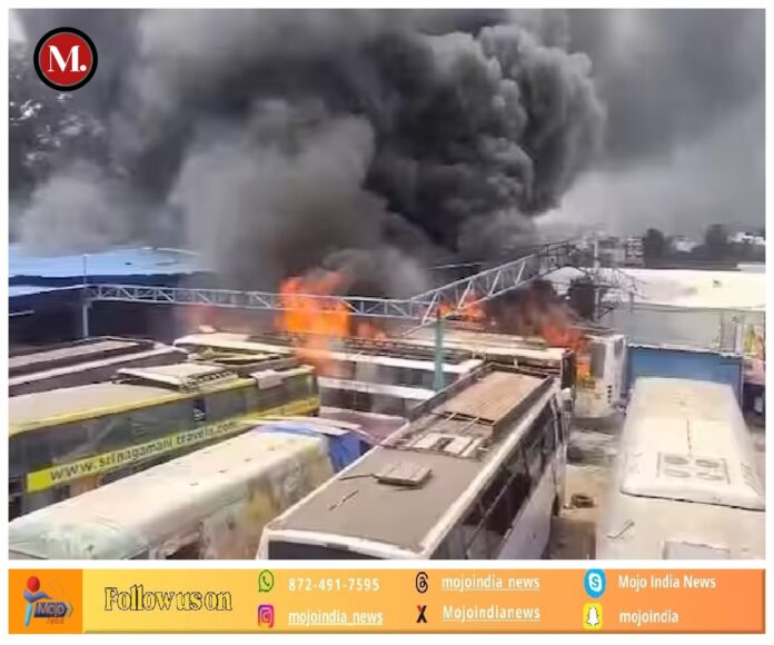 Huge fire broke out in Bengaluru Over 40 buses gutted in fire in Bengaluru no injuries reported